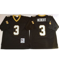 Mitchell And Ness Saints #3 Bobby Hebert Black Throwback Stitched NFL Jerseys