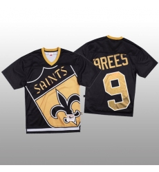 NFL New Orleans Saints 9 Drew Brees Black Men Mitchell  26 Nell Big Face Fashion Limited NFL Jersey