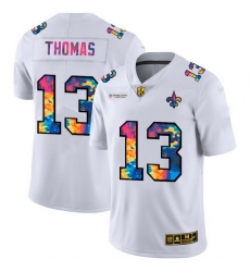 New Orleans Saints 13 Michael Thomas Men White Nike Multi Color 2020 NFL Crucial Catch Limited NFL Jersey