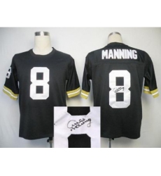 New Orleans Saints 8 Archie Manning Black Throwback M&N Signed NFL Jerseys