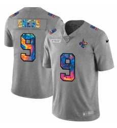 New Orleans Saints 9 Drew Brees Men Nike Multi Color 2020 NFL Crucial Catch NFL Jersey Greyheather
