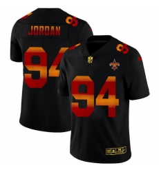 New Orleans Saints 94 Cameron Jordan Men Black Nike Red Orange Stripe Vapor Limited NFL Jersey