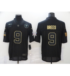 Nike New Orleans Saints 9 Drew Brees Black 2020 Salute To Service Limited Jersey