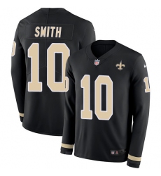 Nike Saints #10 Tre 27Quan Smith Black Team Color Men Stitched NFL Limited Therma Long Sleeve Jersey