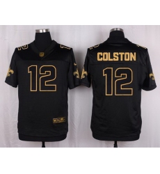 Nike Saints #12 Marques Colston Black Mens Stitched NFL Elite Pro Line Gold Collection Jersey