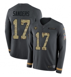 Nike Saints 17 Emmanuel Sanders Anthracite Salute to Service Men Stitched NFL Limited Therma Long Sleeve Jersey
