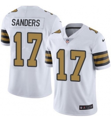 Nike Saints 17 Emmanuel Sanders White Men Stitched NFL Limited Rush Jersey