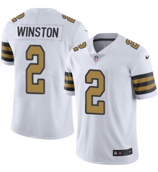 Nike Saints 2 Jameis Winston White Men Stitched NFL Limited Rush Jersey