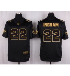 Nike Saints #22 Mark Ingram Black Mens Stitched NFL Elite Pro Line Gold Collection Jersey