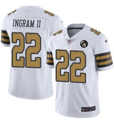 Nike Saints 22 Mark Ingram II White With Tom Benson Patch Color Rush Limited Jersey