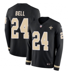 Nike Saints #24 Vonn Bell Black Team Color Men Stitched NFL Limited Therma Long Sleeve Jersey