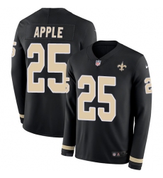 Nike Saints #25 Eli Apple Black Team Color Men Stitched NFL Limited Therma Long Sleeve Jersey