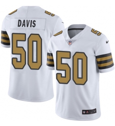 Nike Saints #50 DeMario Davis White Mens Stitched NFL Limited Rush Jersey