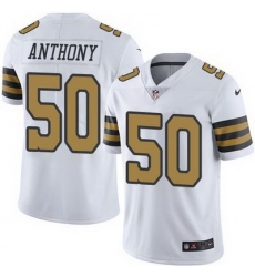 Nike Saints #50 Stephone Anthony White Mens Stitched NFL Limited Rush Jersey