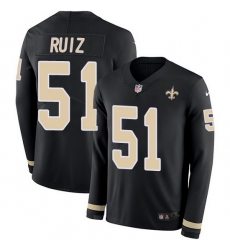 Nike Saints 51 Cesar Ruiz Black Team Color Men Stitched NFL Limited Therma Long Sleeve Jersey