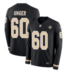 Nike Saints #60 Max Unger Black Team Color Men Stitched NFL Limited Therma Long Sleeve Jersey