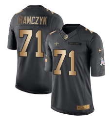 Nike Saints #71 Ryan Ramczyk Black Mens Stitched NFL Limited Gold Salute To Service Jersey