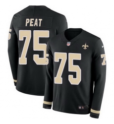 Nike Saints 75 Andrus Peat Black Team Color Men Stitched NFL Limited Therma Long Sleeve Jersey