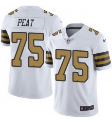 Nike Saints #75 Andrus Peat White Mens Stitched NFL Limited Rush Jersey