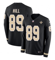 Nike Saints #89 Josh Hill Black Team Color Men Stitched NFL Limited Therma Long Sleeve Jersey