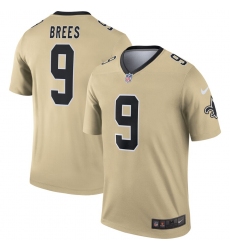 Nike Saints 9 Drew Brees Cream Inverted Legend Jersey