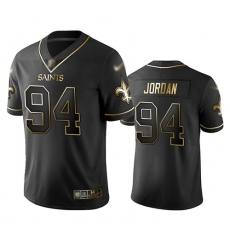 Saints 94 Cameron Jordan Black Men Stitched Football Limited Golden Edition Jersey