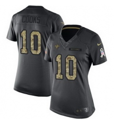 Nike Saints #10 Brandin Cooks Black Womens Stitched NFL Limited 2016 Salute to Service Jersey