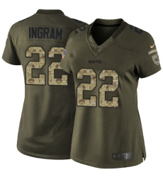 Nike Saints #22 Mark Ingram Green Womens Stitched NFL Limited 2015 Salute to Service Jersey