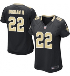 Nike Saints #22 Mark Ingram II Black Team Color Womens Stitched NFL Elite Jersey