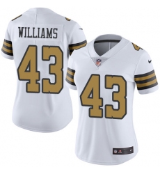Nike Saints #43 Marcus Williams White Womens Stitched NFL Limited Rush Jersey