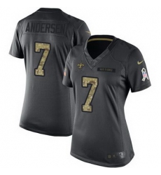 Nike Saints #7 Morten Andersen Black Womens Stitched NFL Limited 2016 Salute to Service Jersey
