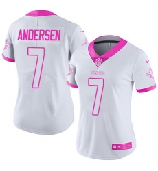 Nike Saints #7 Morten Andersen White Pink Womens Stitched NFL Limited Rush Fashion Jersey