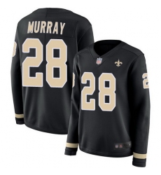 Saints 28 Latavius Murray Black Team Color Womens Stitched Football Limited Therma Long Sleeve Jerseys