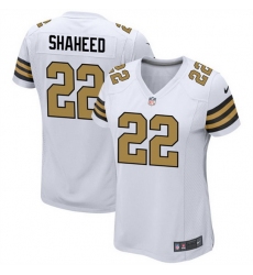 Women New Orleans Saints 22 Rashid Shaheed White Color Rush Stitched Game Jersey  Run Small