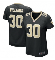 Women New Orleans Saints 30 Jamaal Williams Black Stitched Game Jersey
