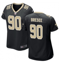 Women New Orleans Saints 90 Bryan Bresee Black 2023 Draft Stitched Game Jersey