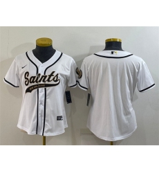 Women New Orleans Saints Blank White With Patch Cool Base Stitched Baseball Jersey
