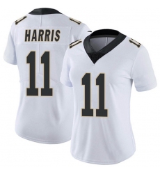 Women New Orleans Saints Deonte Harris #11 White Vapor Limited Stitched NFL Colo