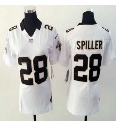 Women New Saints #28 C.J. Spiller White Stitched NFL Elite Jersey