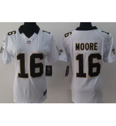 Women Nike New Orleans Saints 16 Lance Moore White LIMITED Jerseys