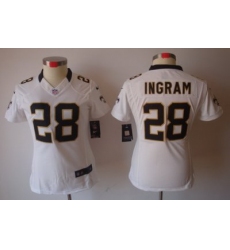 Women Nike New Orleans Saints 28 Mark Ingram White Game LIMITED Nike NFL Jerseys