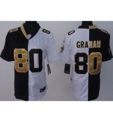 Women Nike New Orleans Saints 80 Jimmy Graham Black White Split NFL Jerseys