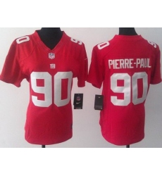 Women Nike New York Giants 90 Pierre-Paul Red LIMITED Jerseys