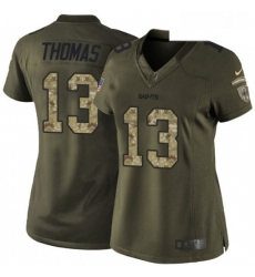 Womens Nike New Orleans Saints 13 Michael Thomas Elite Green Salute to Service NFL Jersey