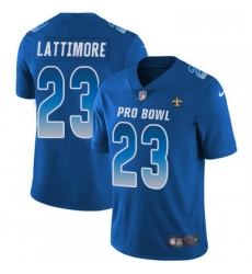 Womens Nike New Orleans Saints 23 Marshon Lattimore Limited Royal Blue 2018 Pro Bowl NFL Jersey