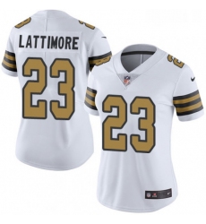 Womens Nike New Orleans Saints 23 Marshon Lattimore Limited White Rush Vapor Untouchable NFL Jersey