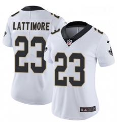Womens Nike New Orleans Saints 23 Marshon Lattimore White Vapor Untouchable Elite Player NFL Jersey
