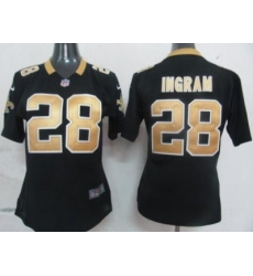 Womens Nike New Orleans Saints 28 Ingram Black Nike NFL Jerseys
