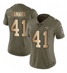 Womens Nike New Orleans Saints 41 Alvin Kamara Limited OliveGold 2017 Salute to Service NFL Jersey