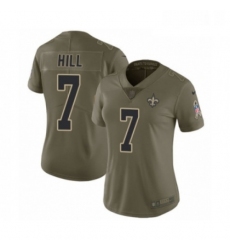 Womens Nike New Orleans Saints 7 Taysom Hill Limited Olive 2017 Salute to Service NFL Jersey